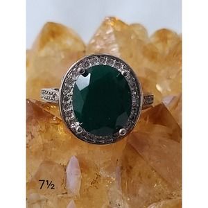 🌺 Bogo Vintage Oval Emerald,White Topaz Silver